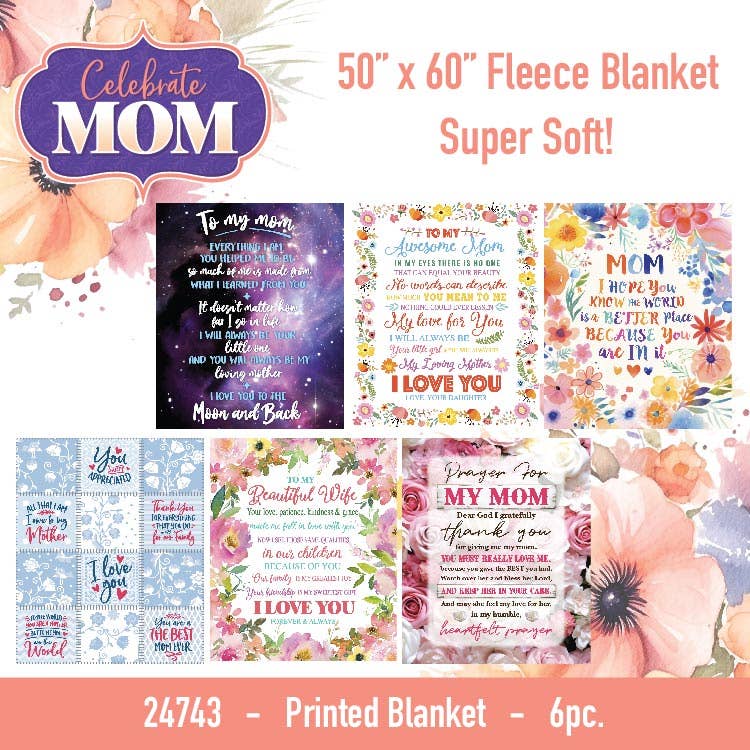Plush Fleece Blanket 50 x 60 Mother's Day Assortment
