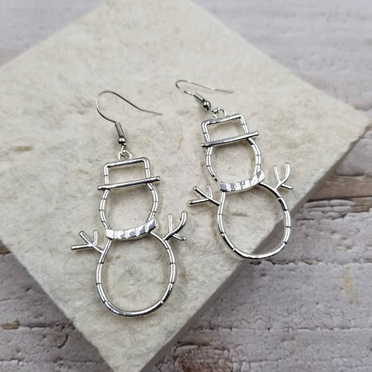 Snowman Christmas Silhouette Earrings