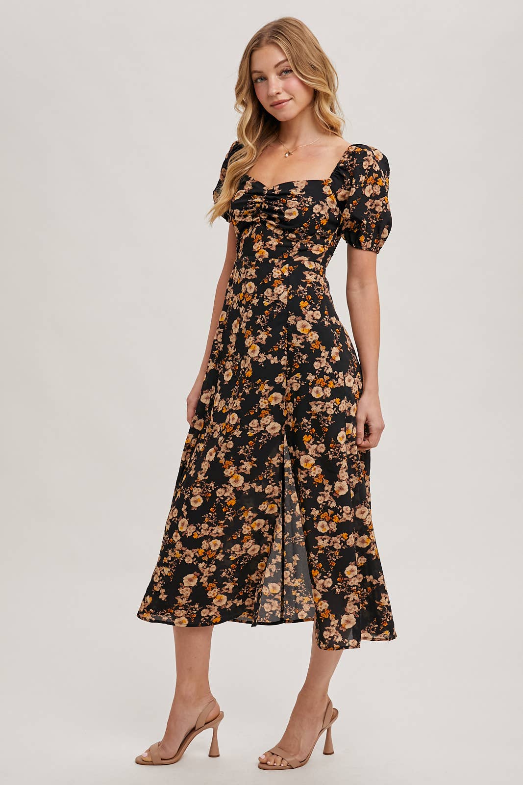 FLORAL PRINT SWEETHEART DRESS