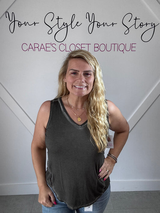 SALE Zenana Black Rough Cut Tank