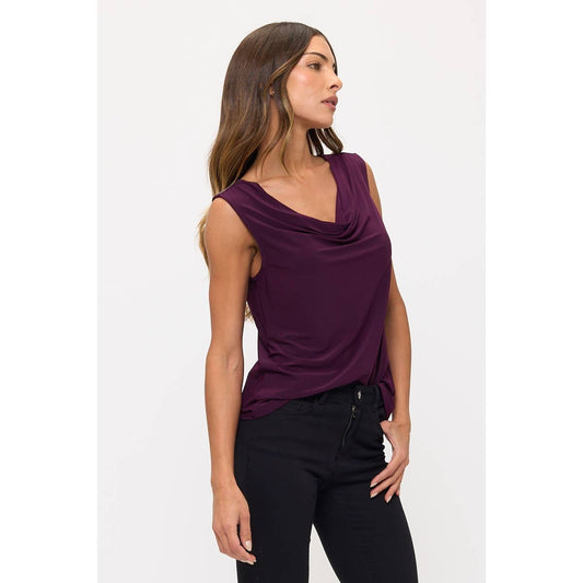 DRAPE NECK EMBELLISHED TANK