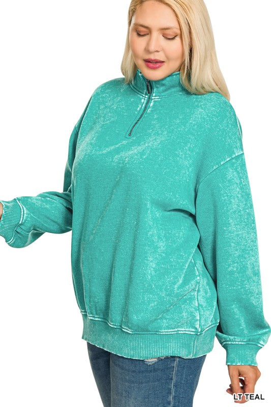Acid Wash 1/2 Zip Pullover