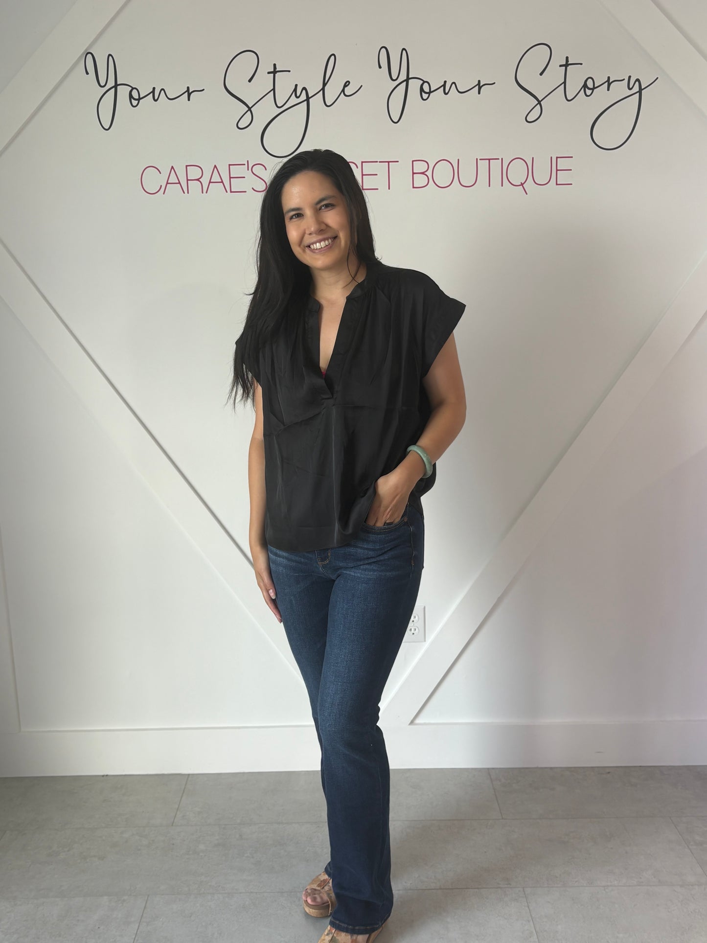V-Neck Silky Fall Top