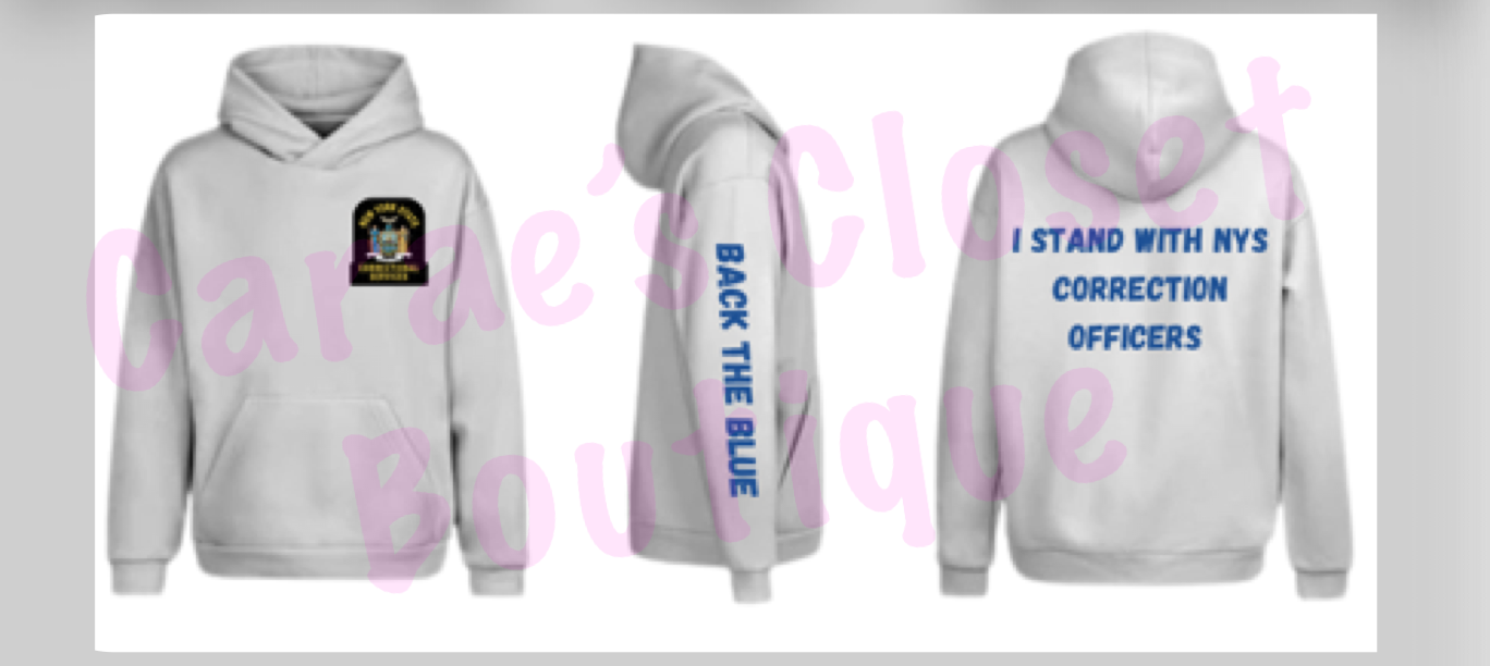 New back the Blue NYS Corrections Unisex Crew or Hoodie