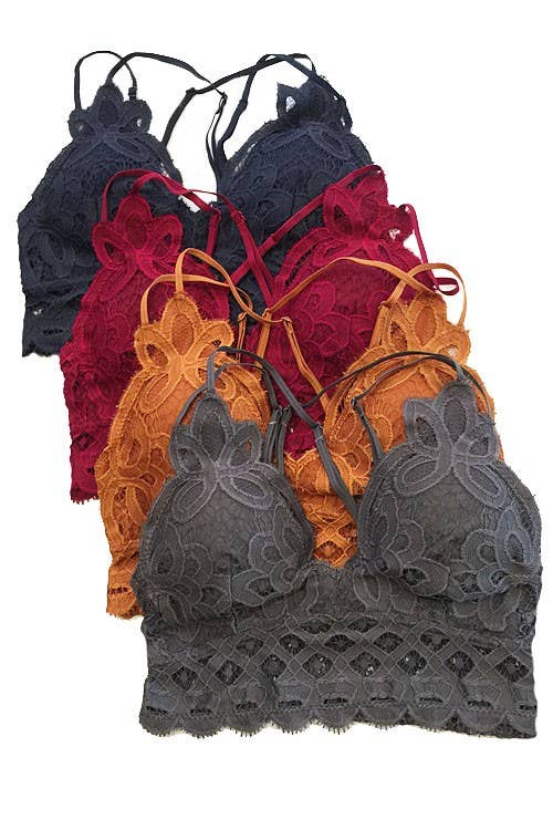 Scalloped Lace Cami Bralette: 2-2-2(S-M-L) / COCOA