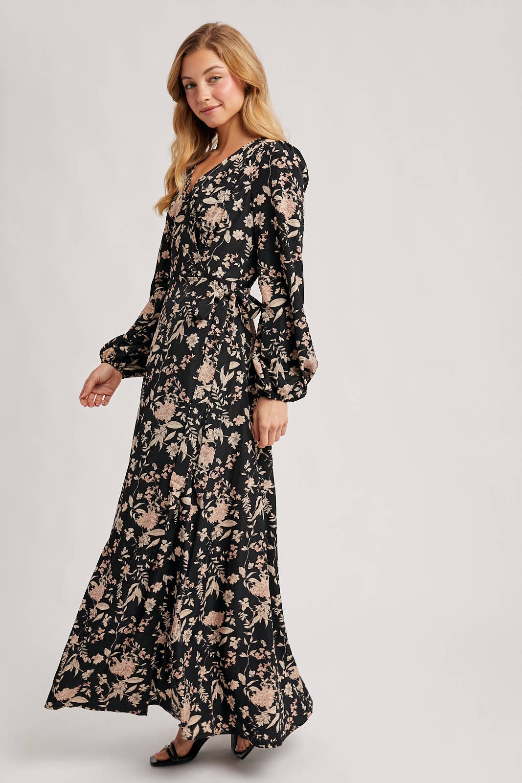 FLORAL WRAP MAXI DRESS