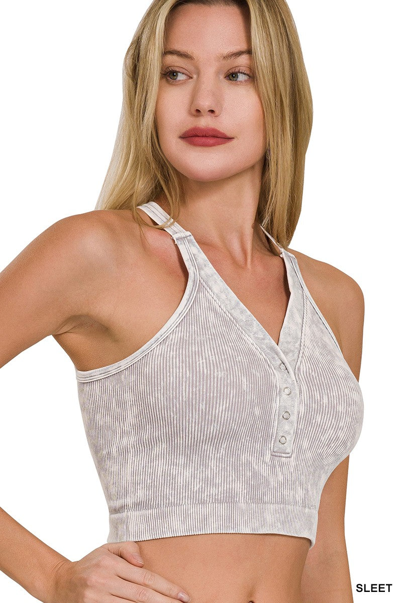 Padded Ribbed v Bralette Zenana