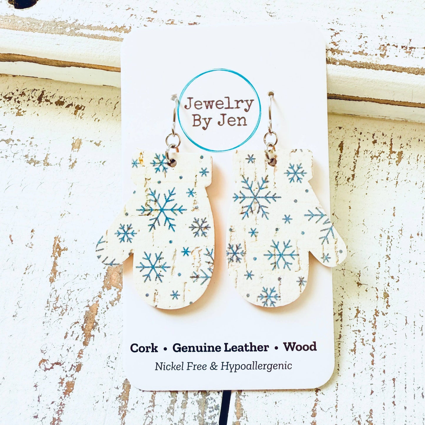 Mitten Christmas Earrings Snowflakes