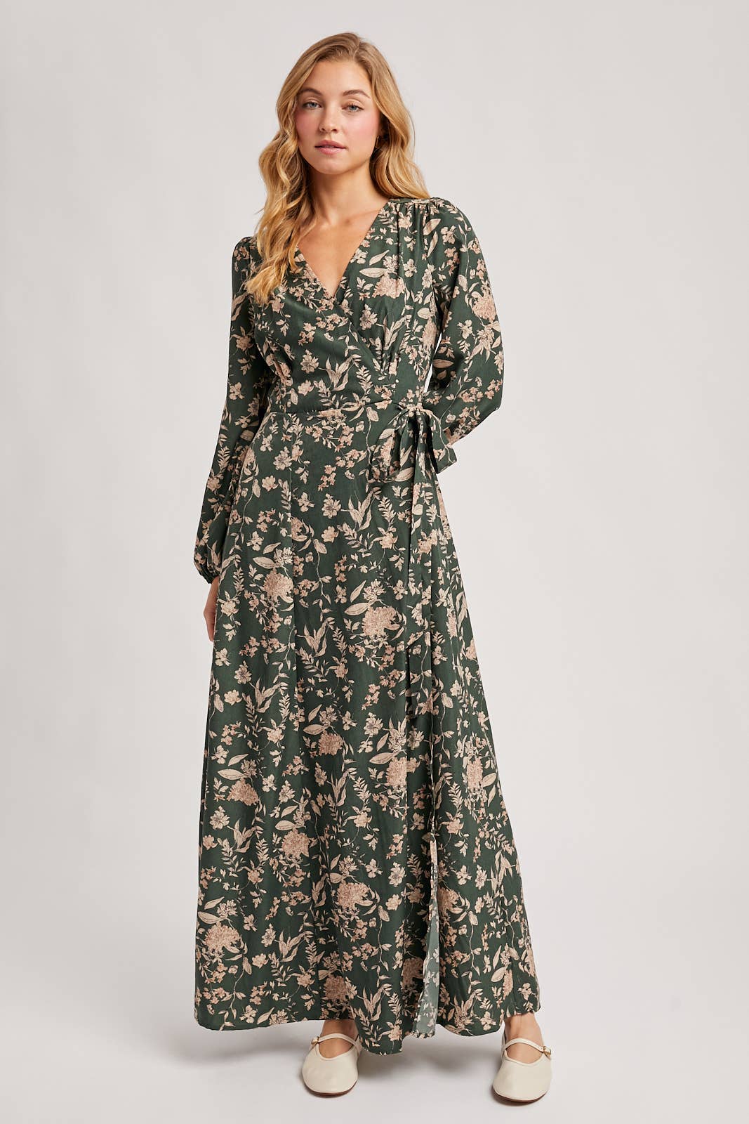 FLORAL WRAP MAXI DRESS