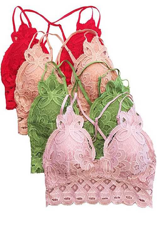 Scalloped Lace Cami Bralette: 2-2-2(S-M-L) / COCOA