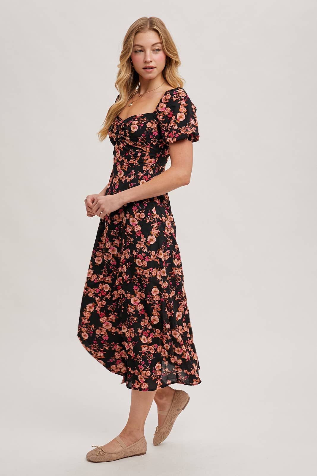 FLORAL PRINT SWEETHEART DRESS