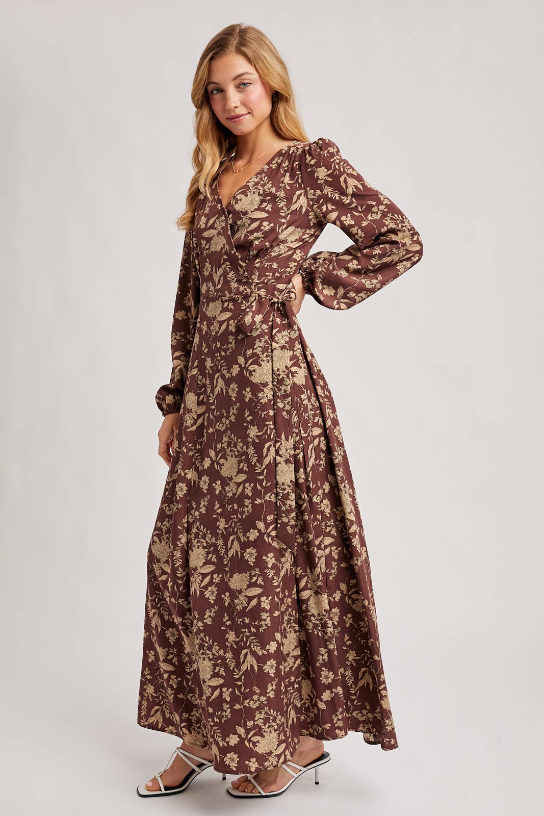 FLORAL WRAP MAXI DRESS