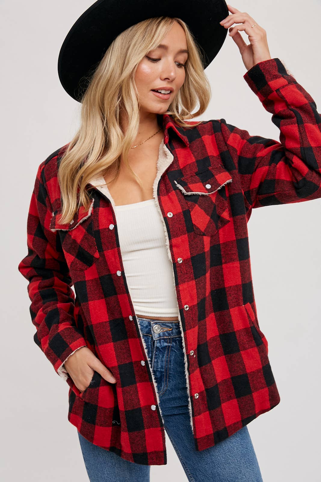 BUFFALO PLAID SHERPA-LINED SHACKET