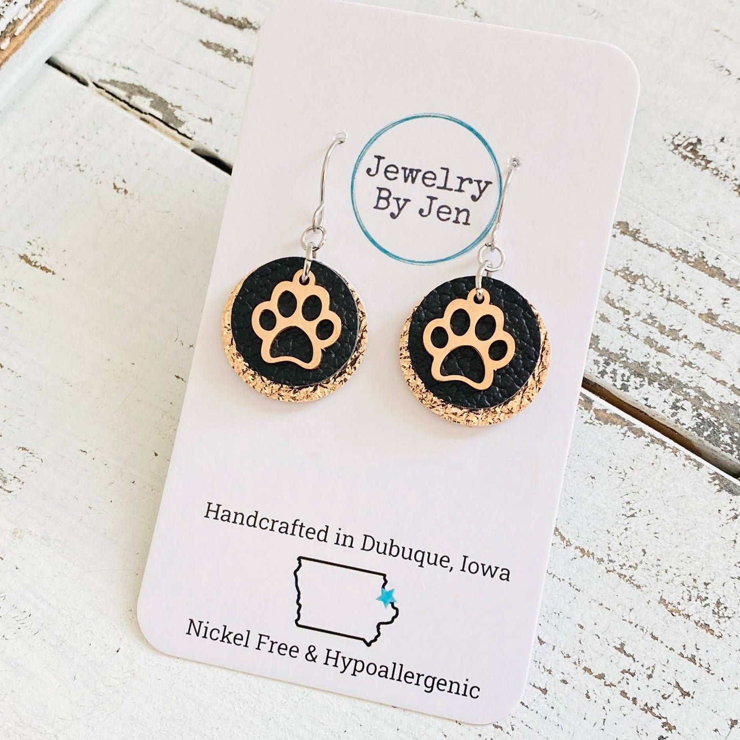 Paw Charm: Black & Rose Gold