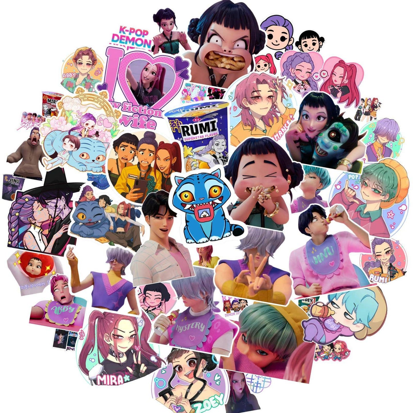 KPop Demon Hunters cartoon Stickers Pack of 50