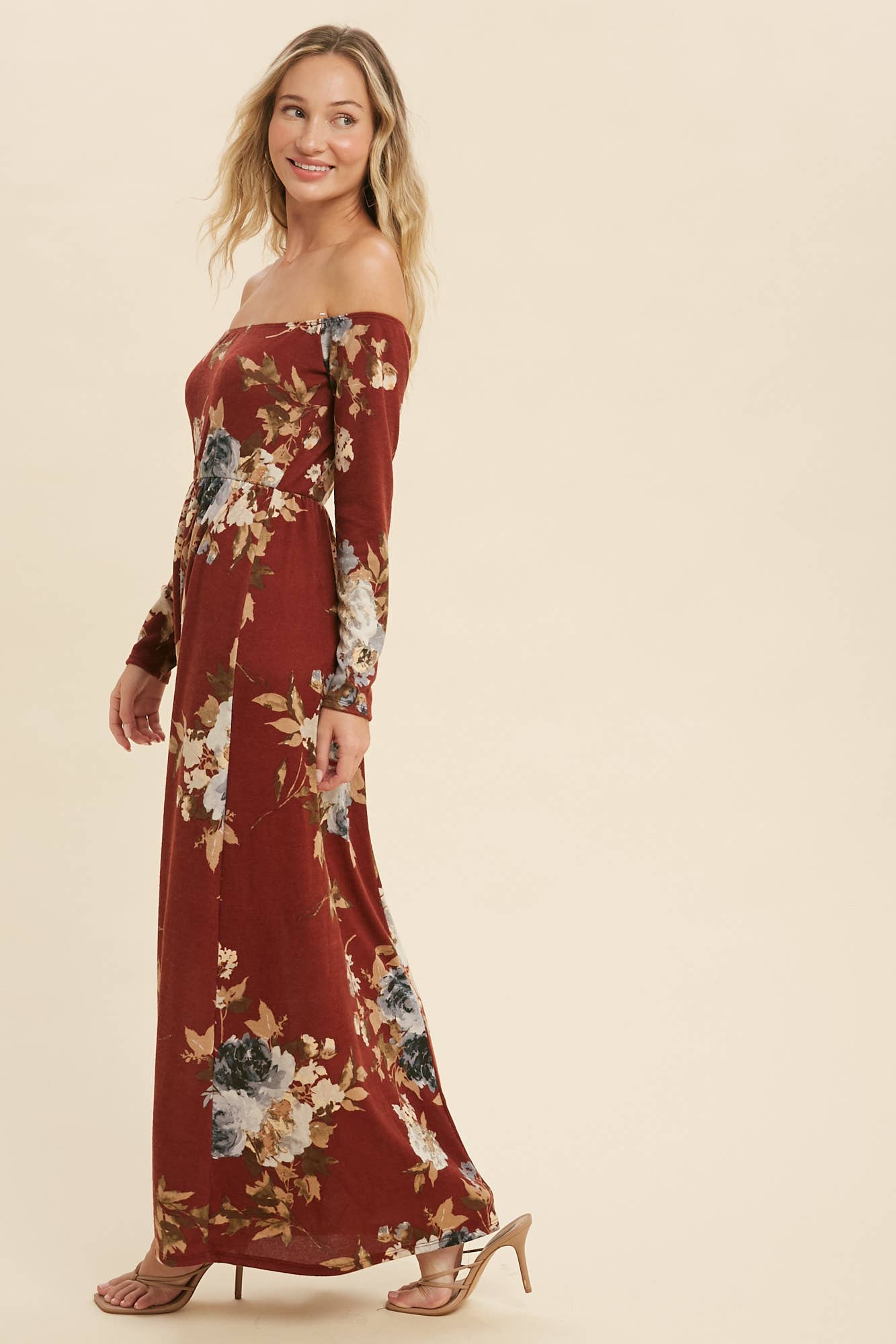 FLORAL HACCI BRUSHED MAXI DRESS