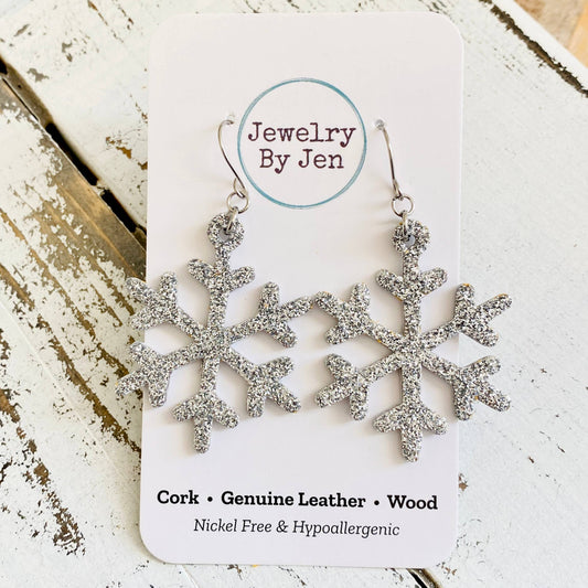 Snowflake Christmas Earrings Glitter