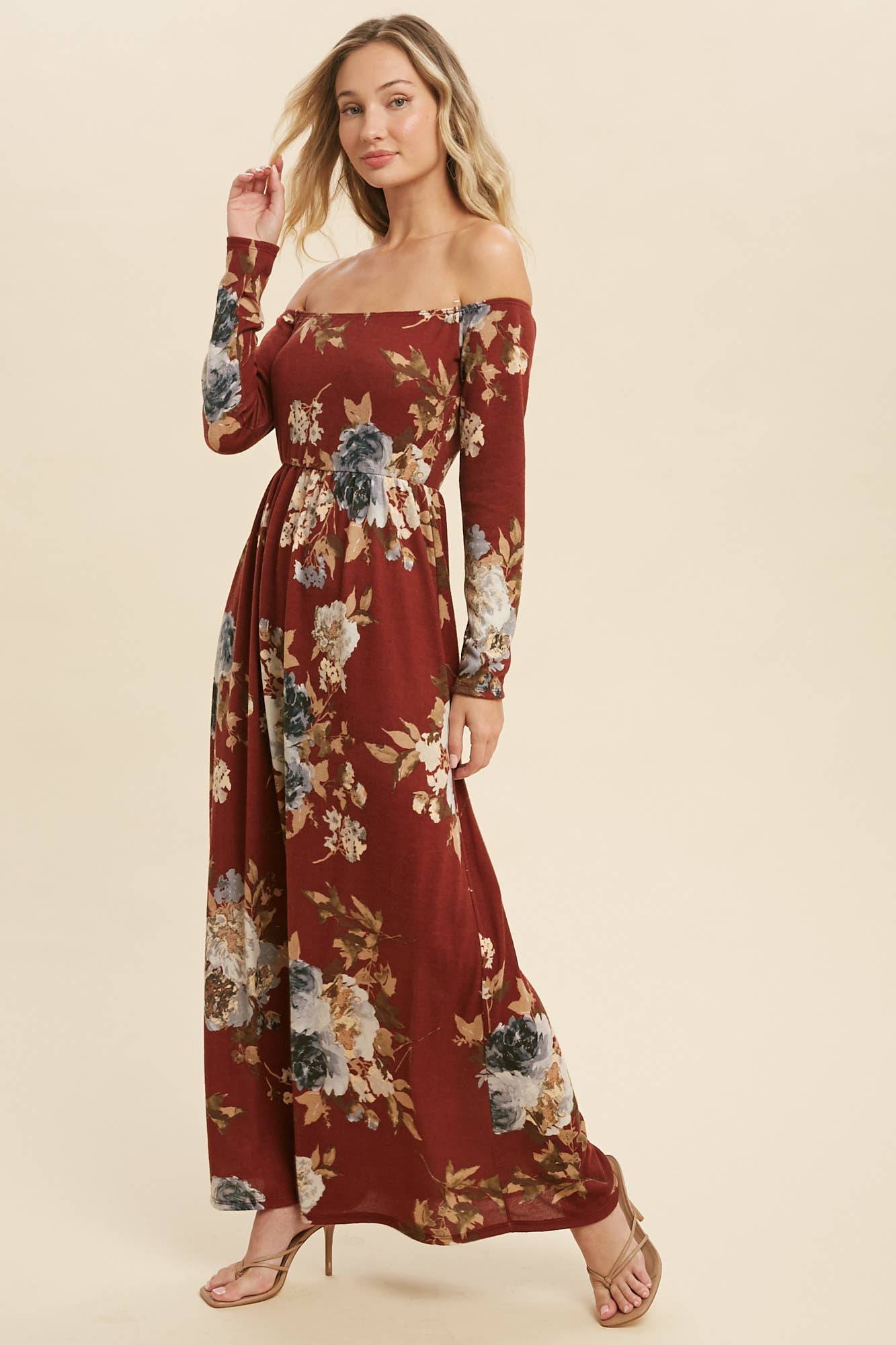 FLORAL HACCI BRUSHED MAXI DRESS
