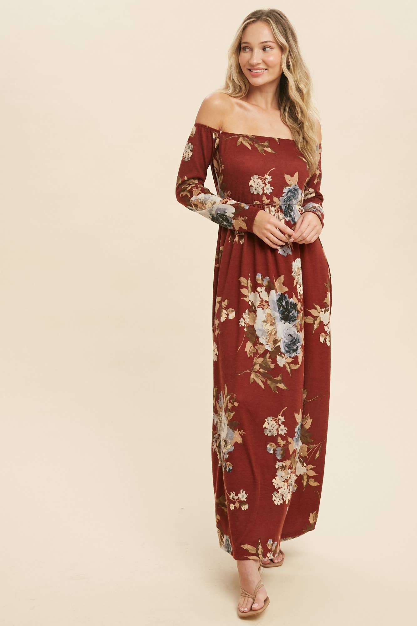 FLORAL HACCI BRUSHED MAXI DRESS