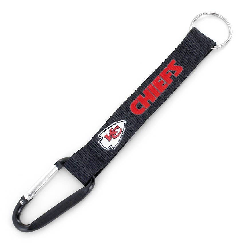 NFL Kansas City Chiefs Carabiner Lanyard Keychain, Black