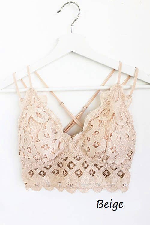 Scalloped Lace Cami Bralette: 2-2-2(S-M-L) / COCOA
