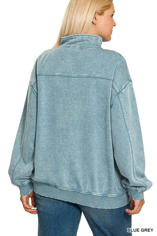Acid Wash 1/2 Zip Pullover
