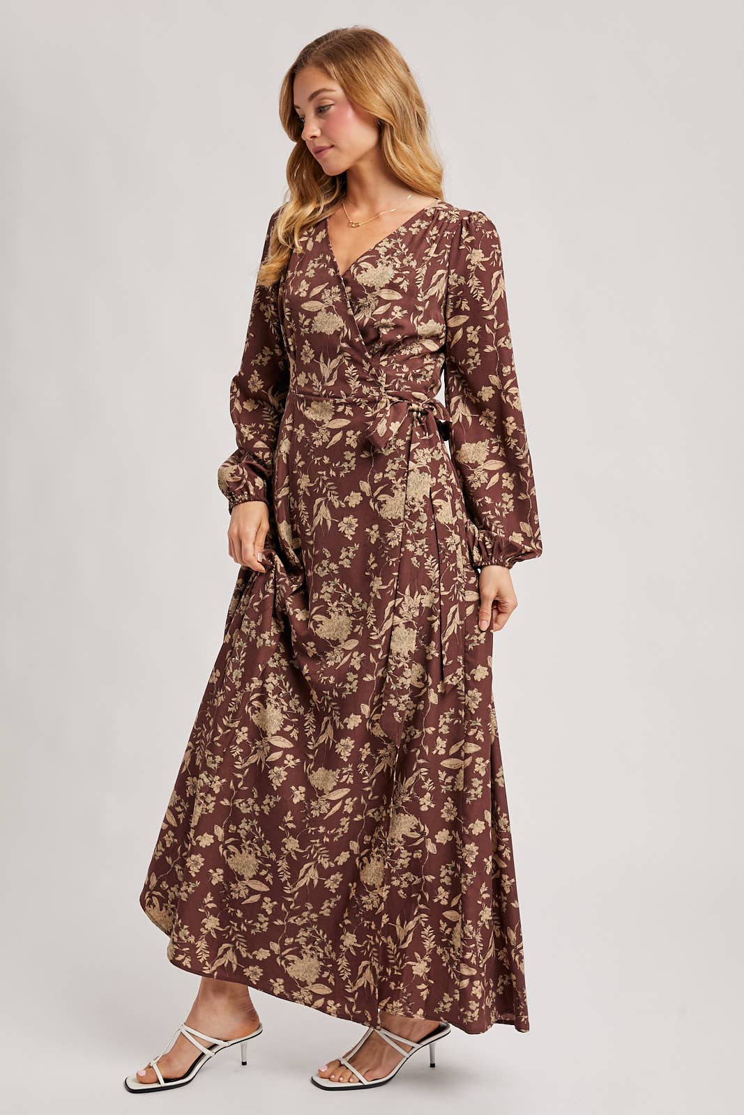 FLORAL WRAP MAXI DRESS