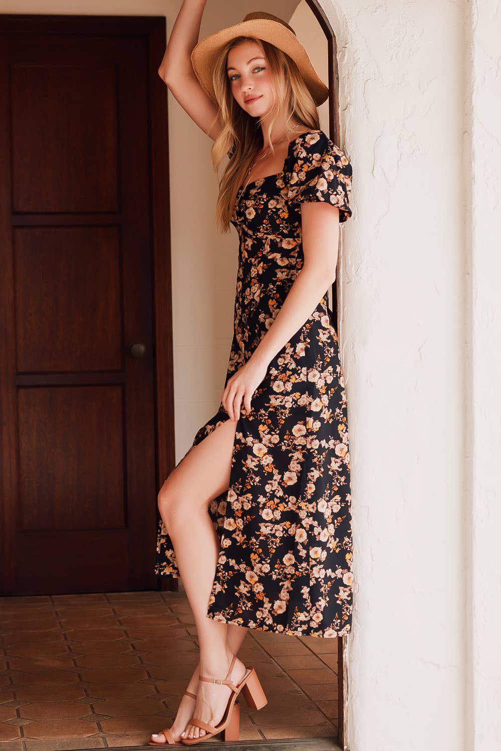 FLORAL PRINT SWEETHEART DRESS