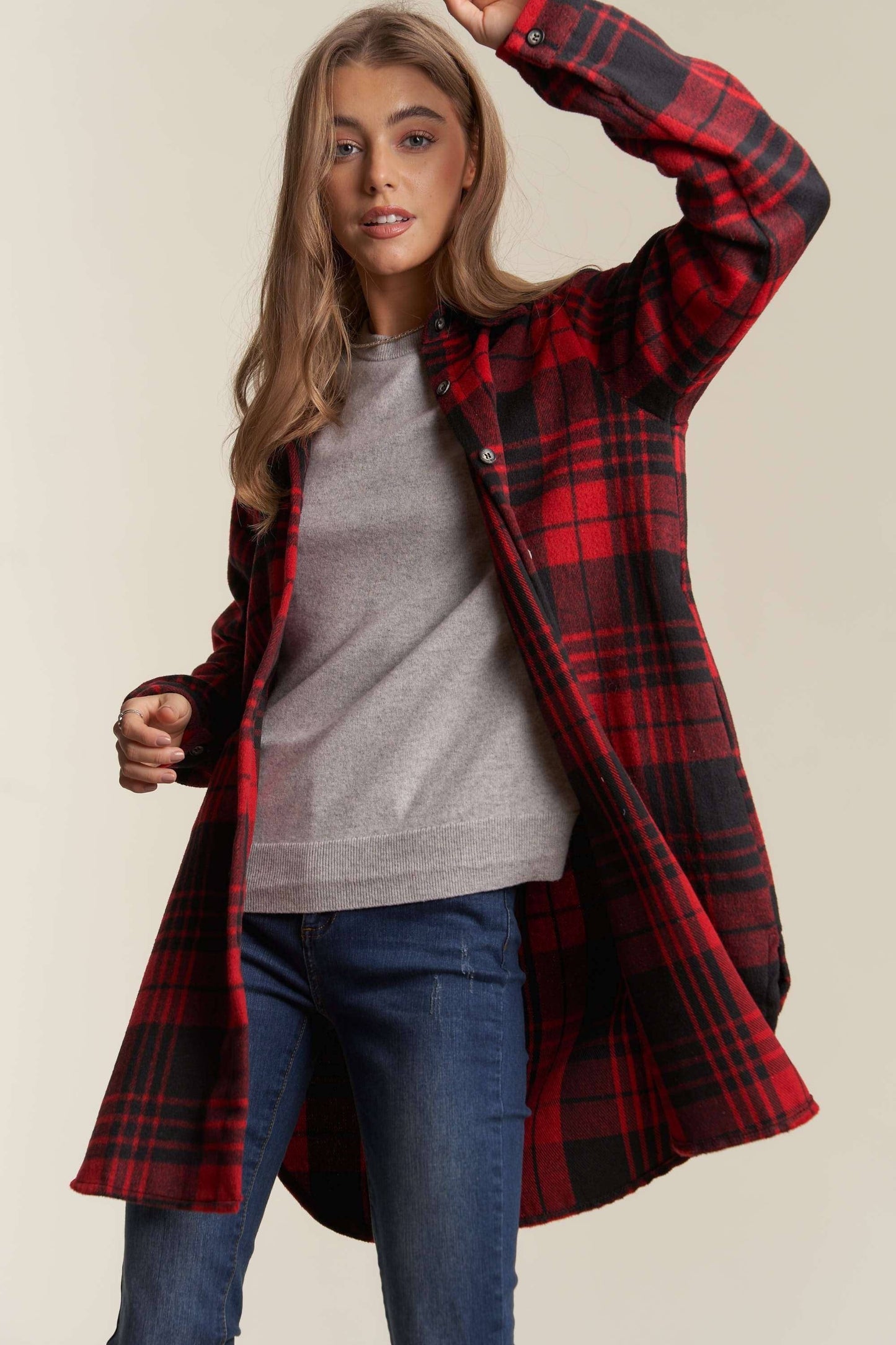 BUTTON DOWN FLANNEL SHACKET POCKETS