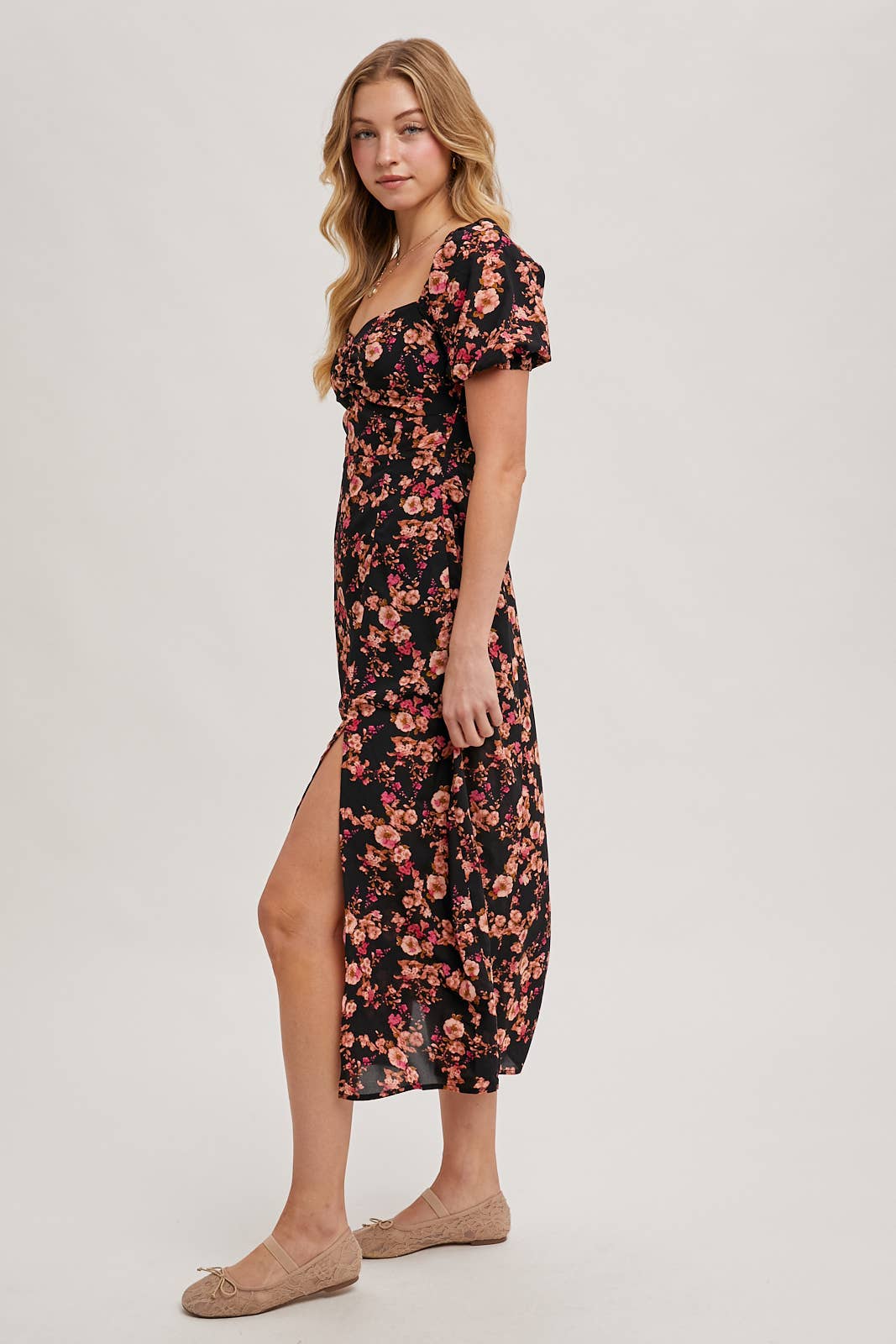 FLORAL PRINT SWEETHEART DRESS