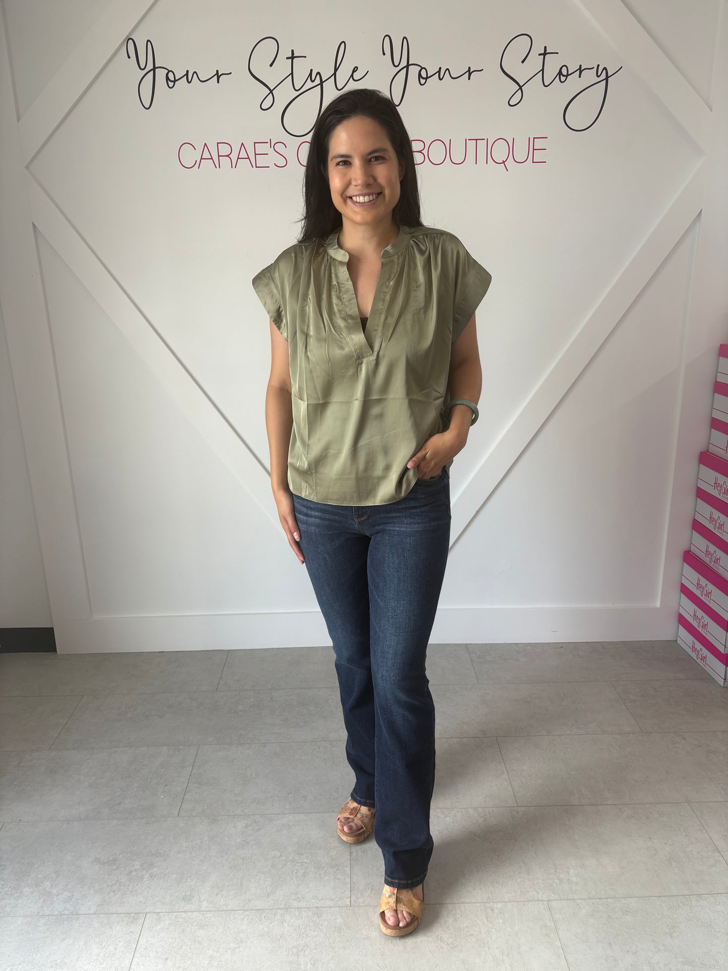 V-Neck Silky Fall Top