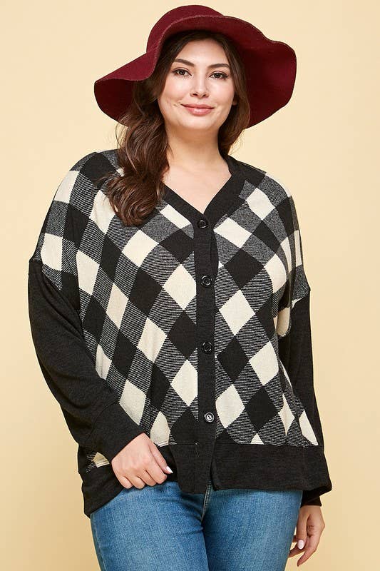 Buffalo Plaid Knit Cardigan