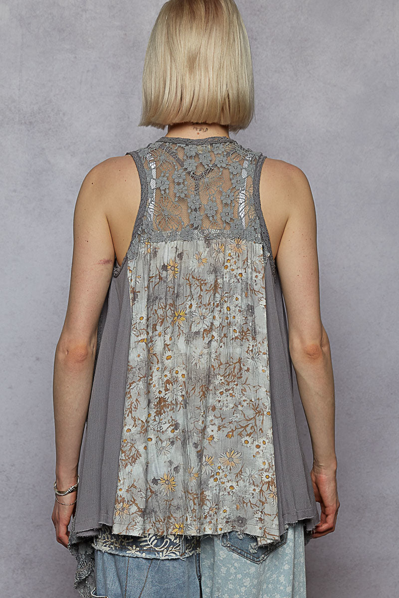 POL Sleevless Floral Open Top