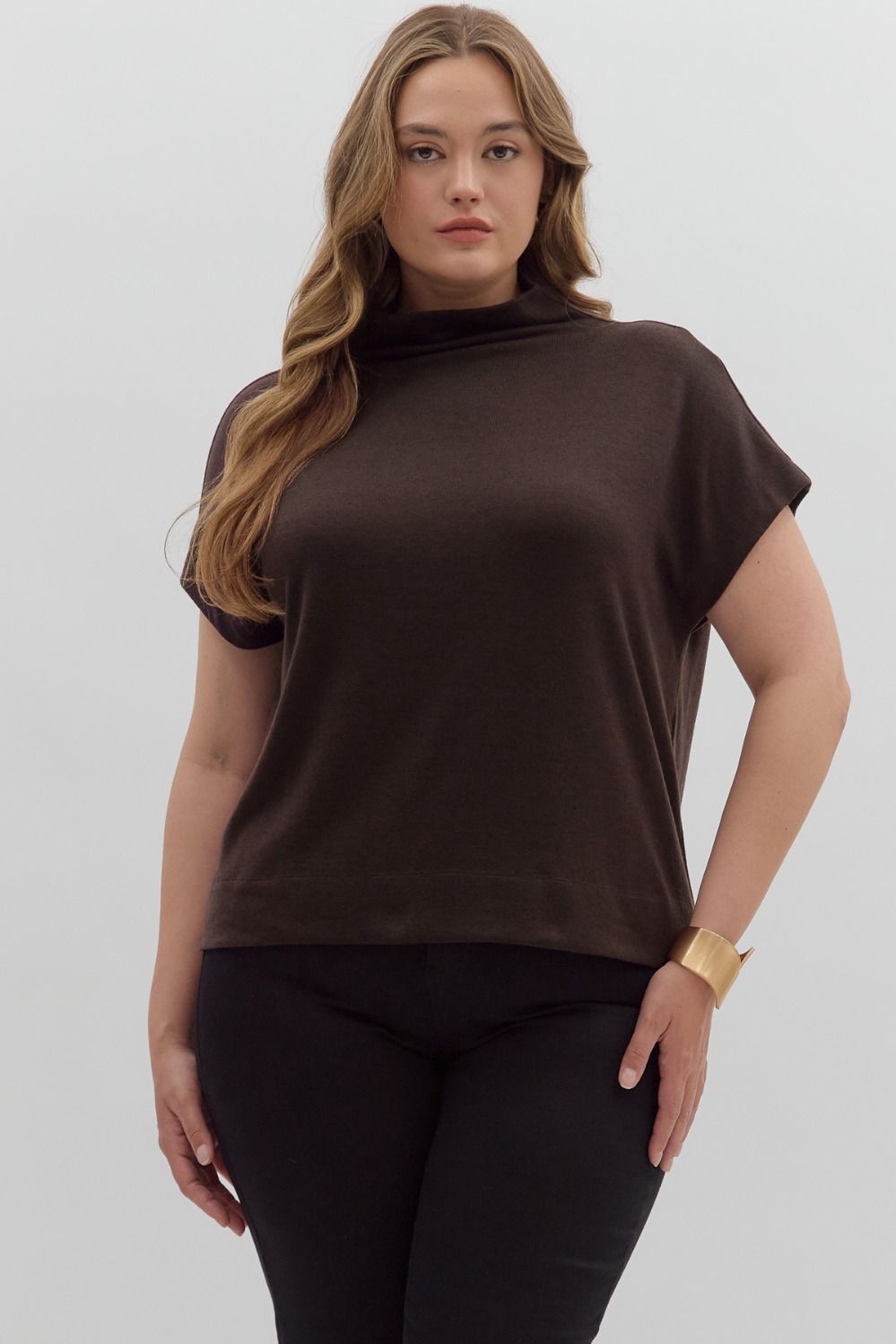 Entro Chocolate Cowl Neck Top