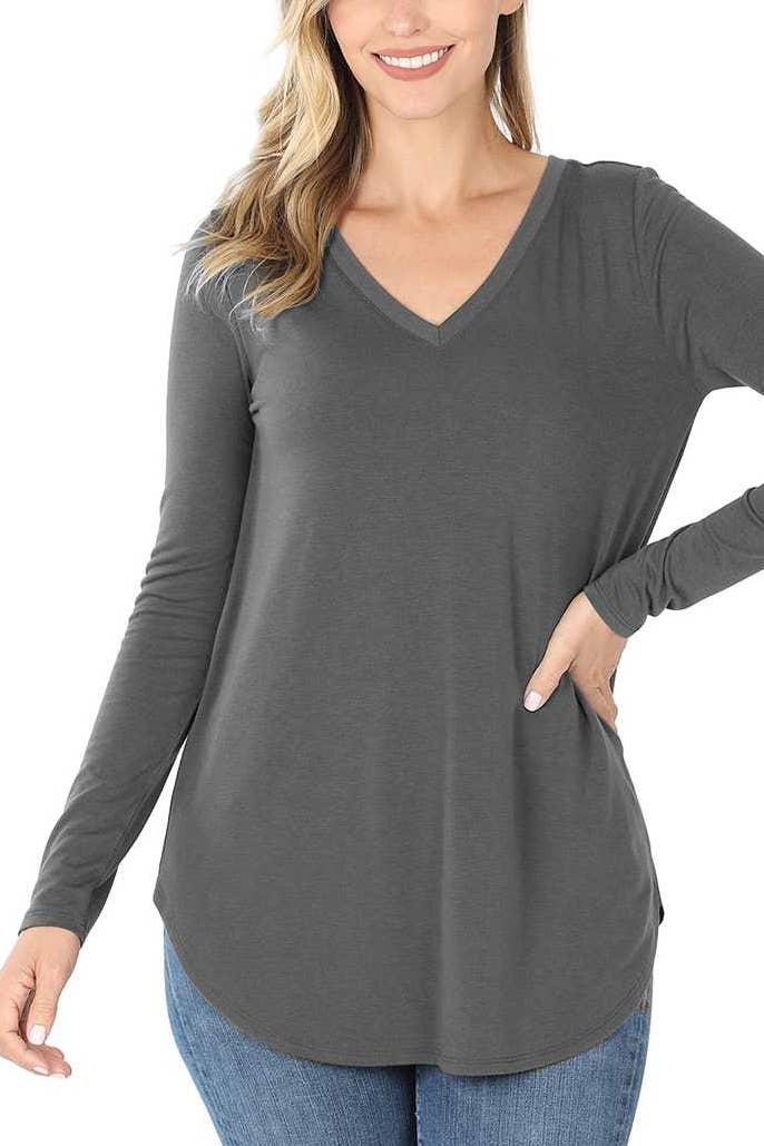 Long Sleeve V-Neck Zenana Top