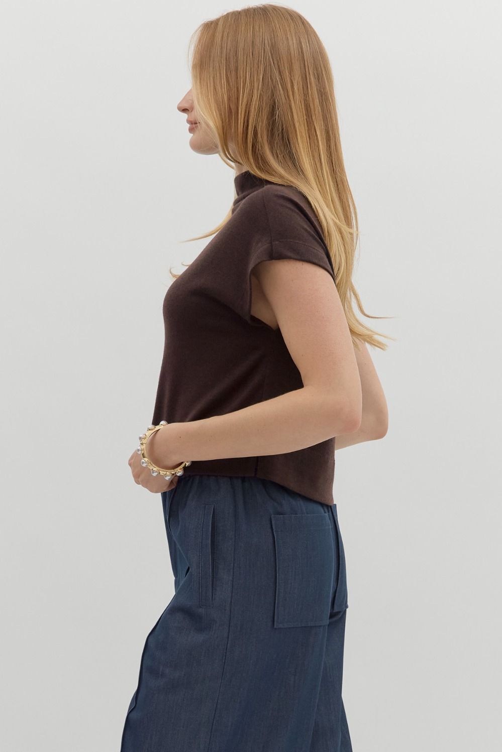 Entro Chocolate Cowl Neck Top