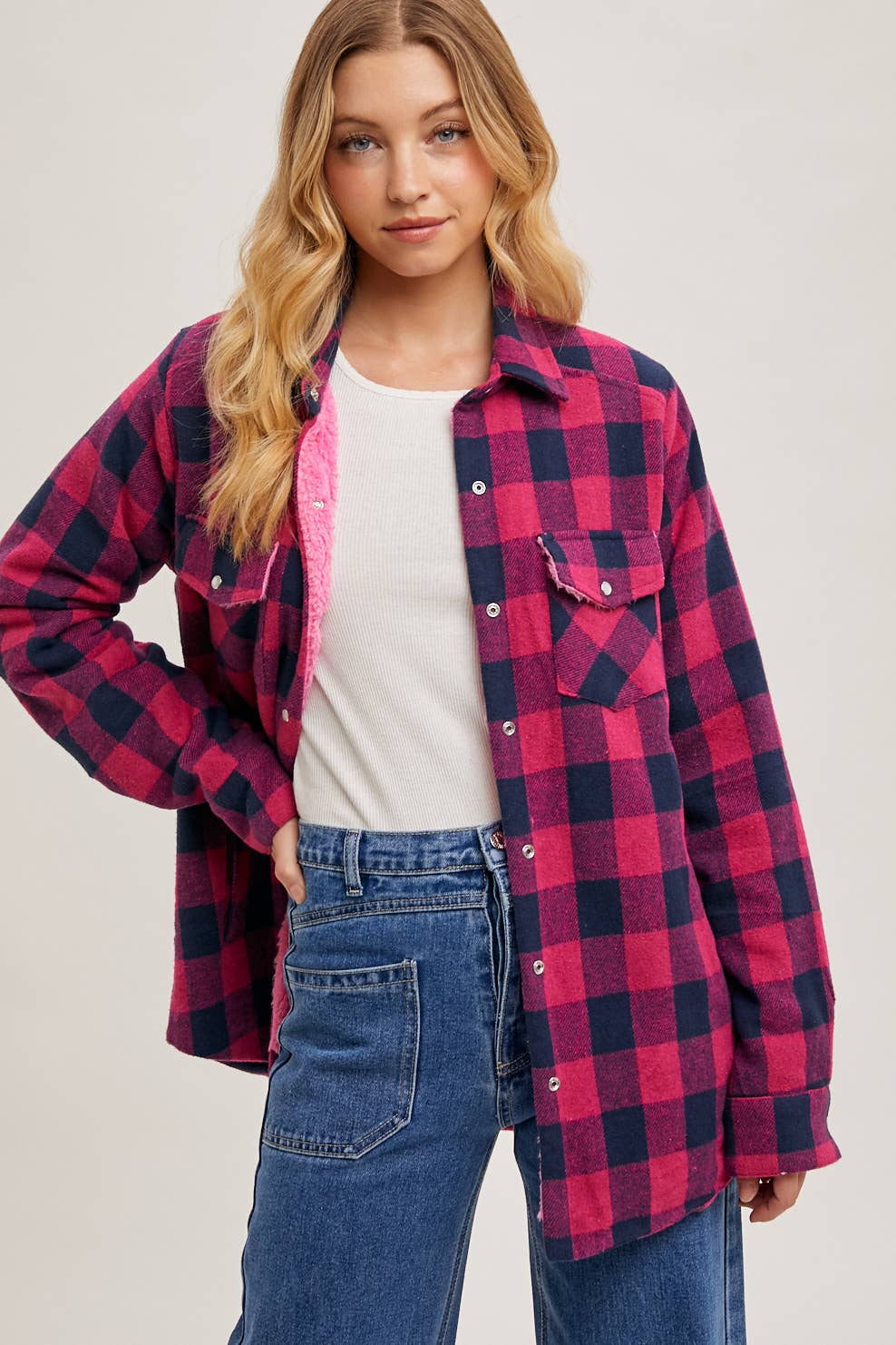 BUFFALO PLAID SHERPA-LINED SHACKET