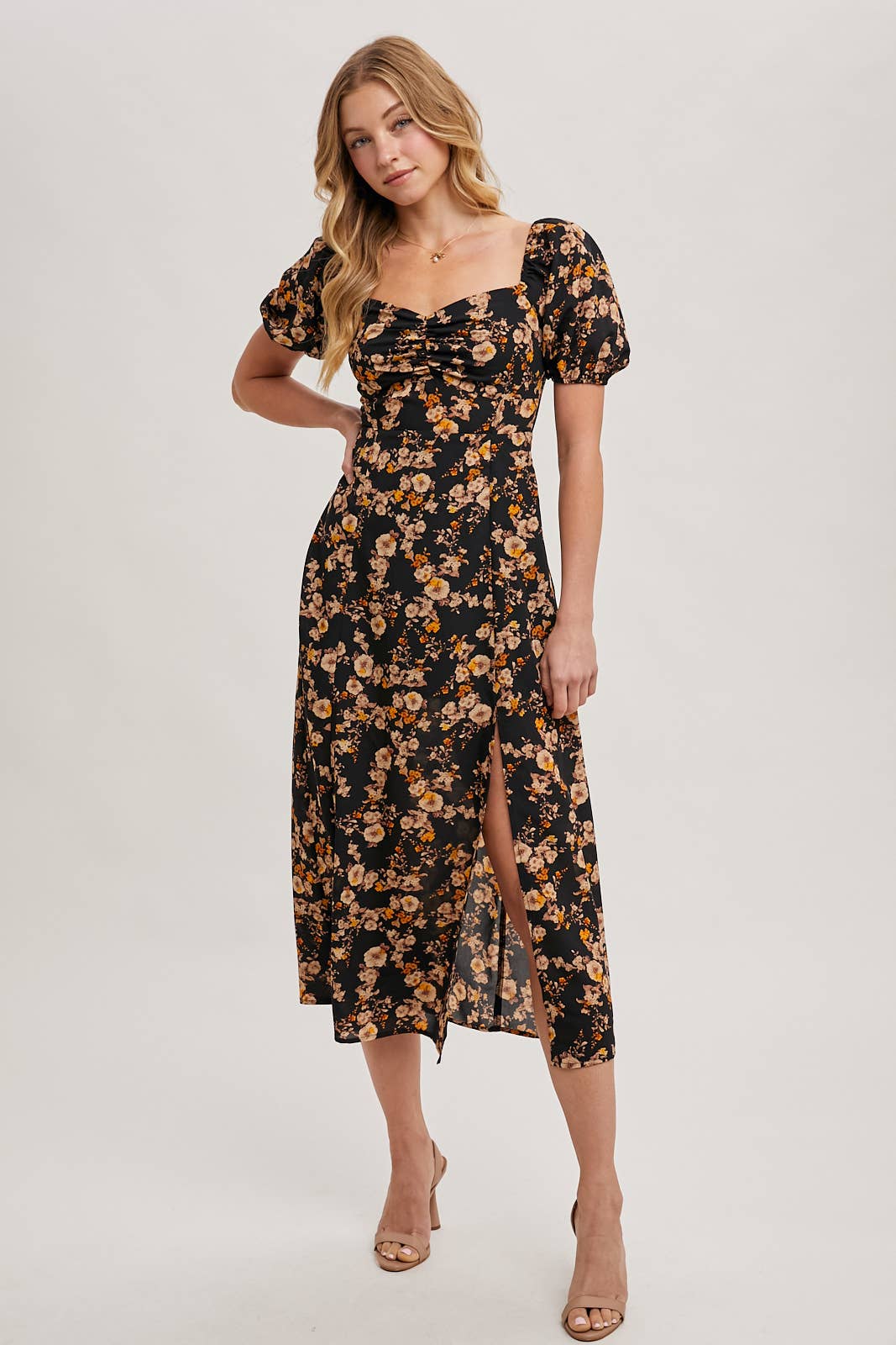 FLORAL PRINT SWEETHEART DRESS