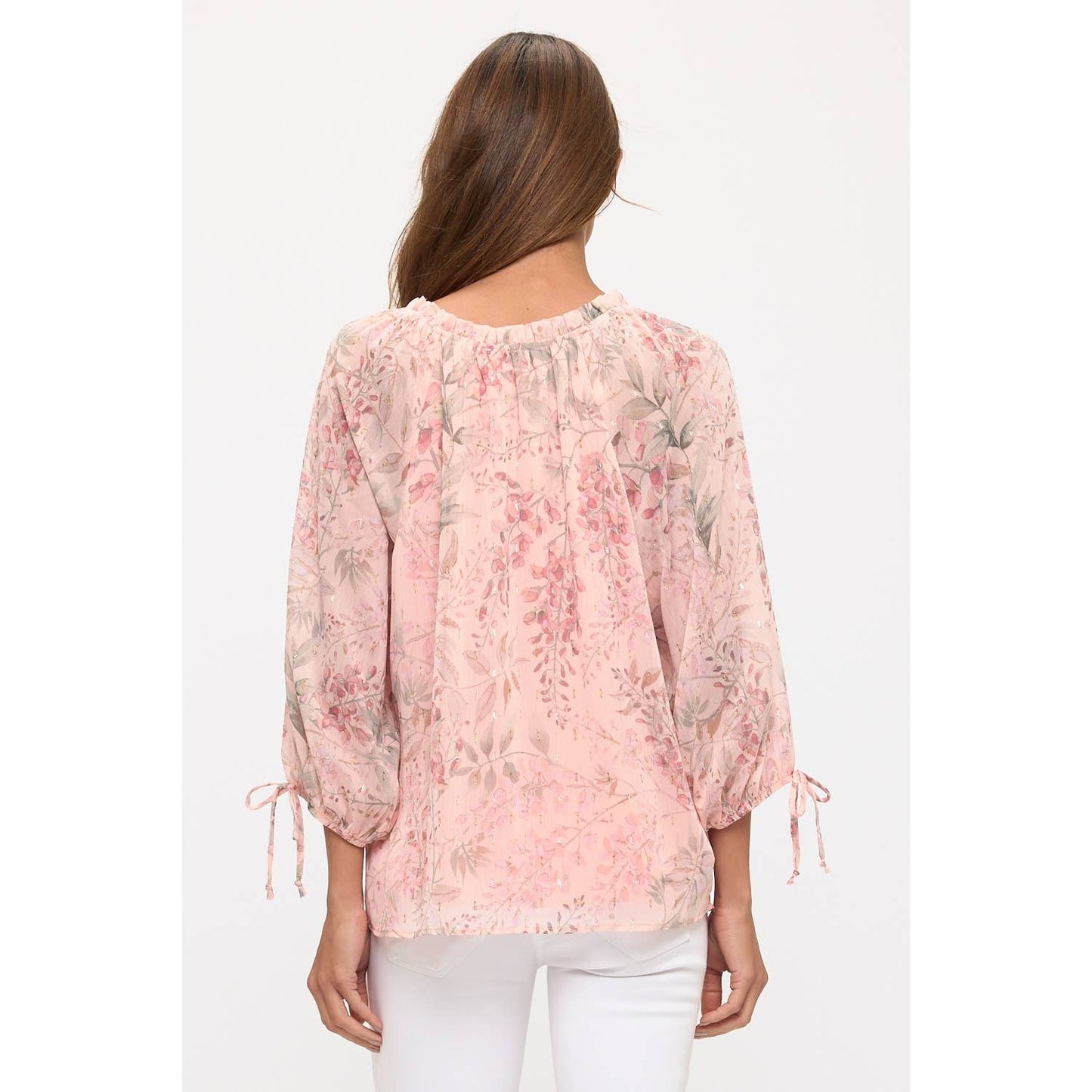 FLORAL METALLIC WITH TIE SLEEVE