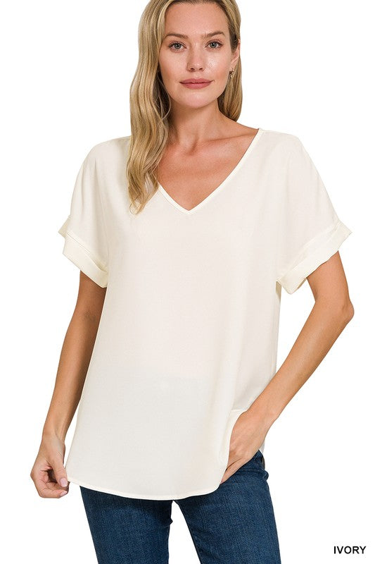 Zenana Rolled Sleeve Tee