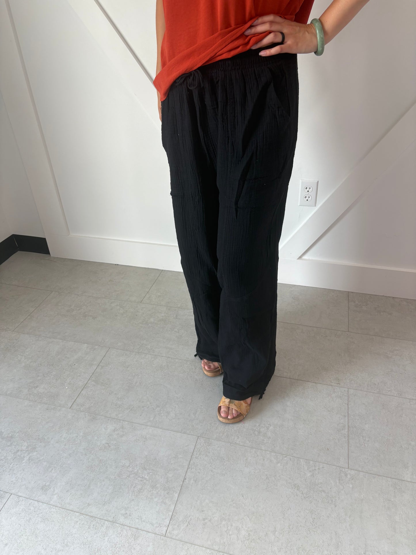 Black Linen Beach Pants