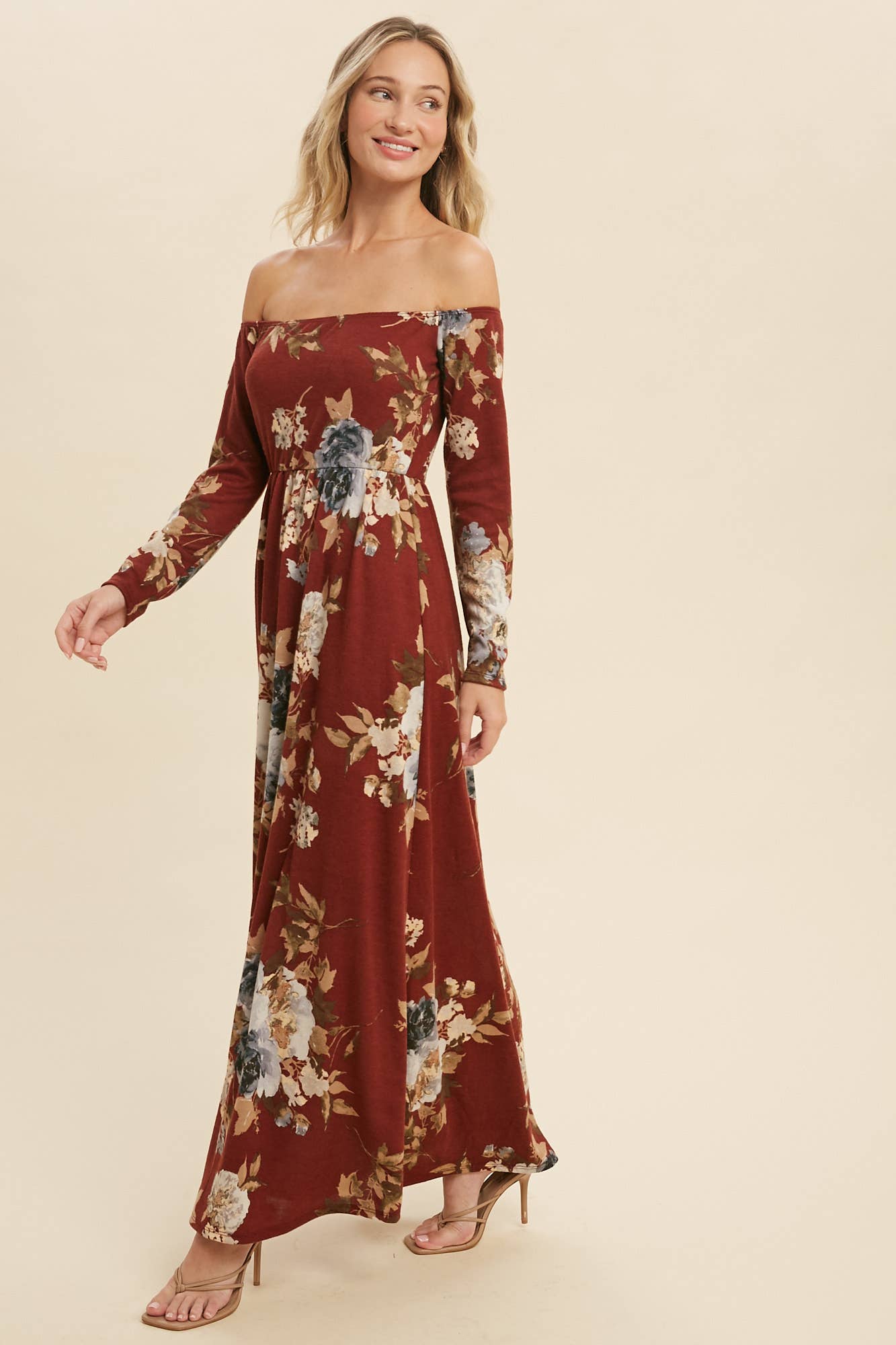 FLORAL HACCI BRUSHED MAXI DRESS