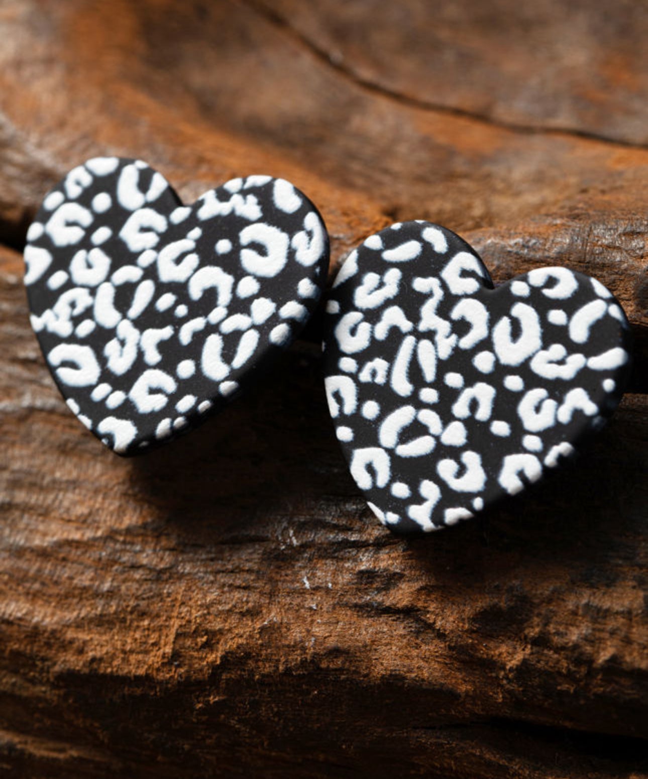 Cheetah heart earrings