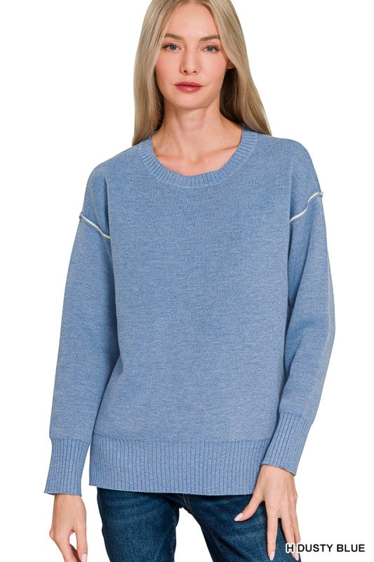 Contrast Fall Zenana Sweater