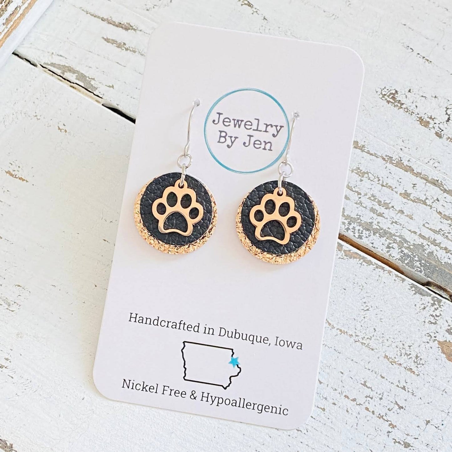 Paw Charm: Black & Rose Gold