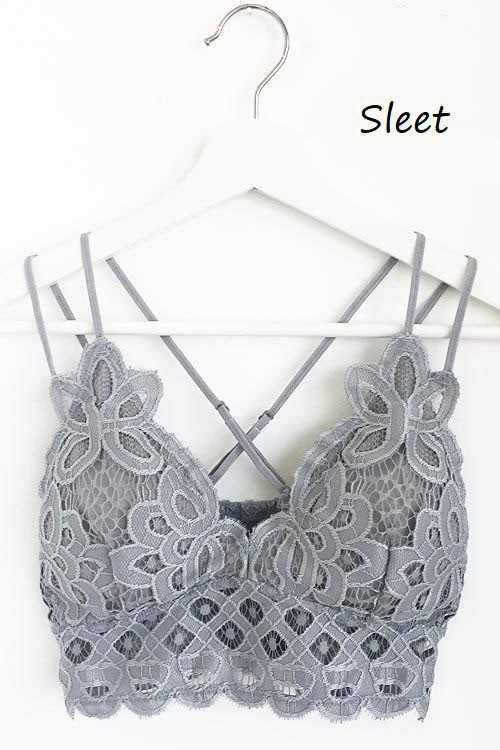 Scalloped Lace Cami Bralette: 2-2-2(S-M-L) / COCOA