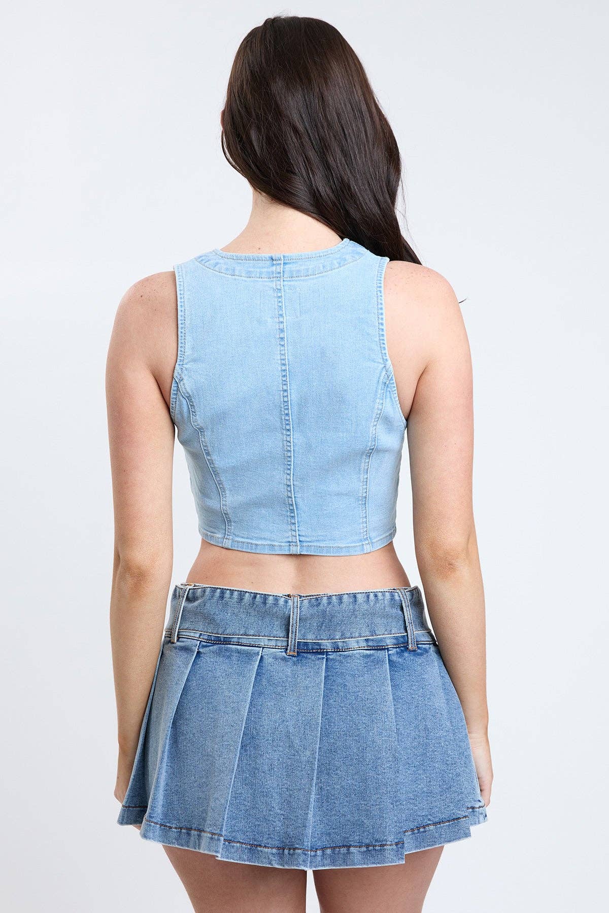 Cropped Button Front Vest