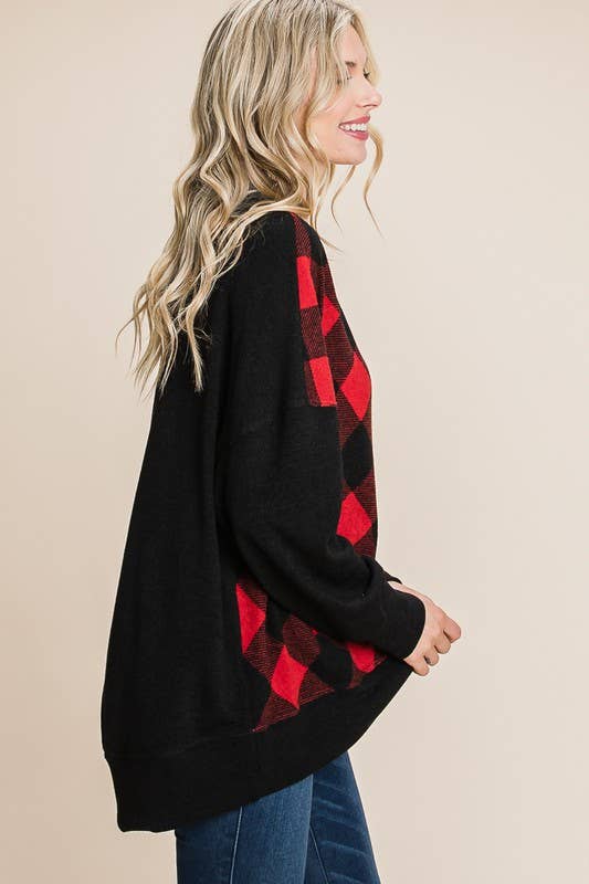 Buffalo Plaid Knit Cardigan