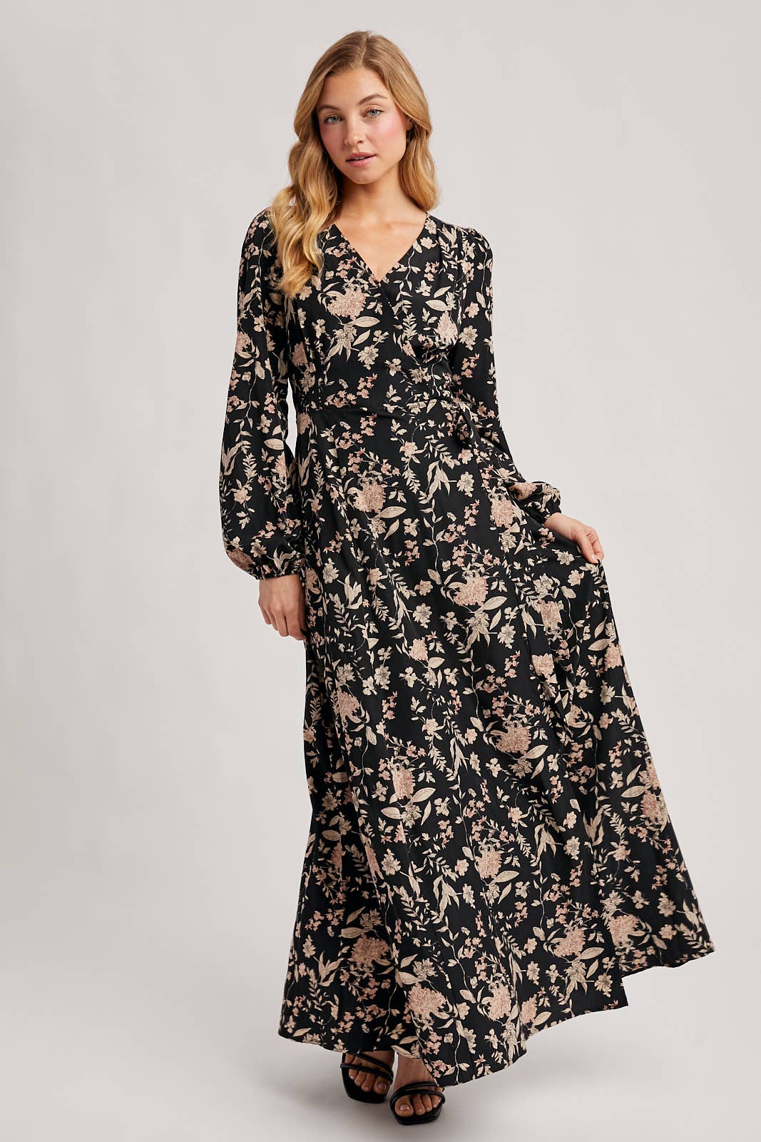 FLORAL WRAP MAXI DRESS