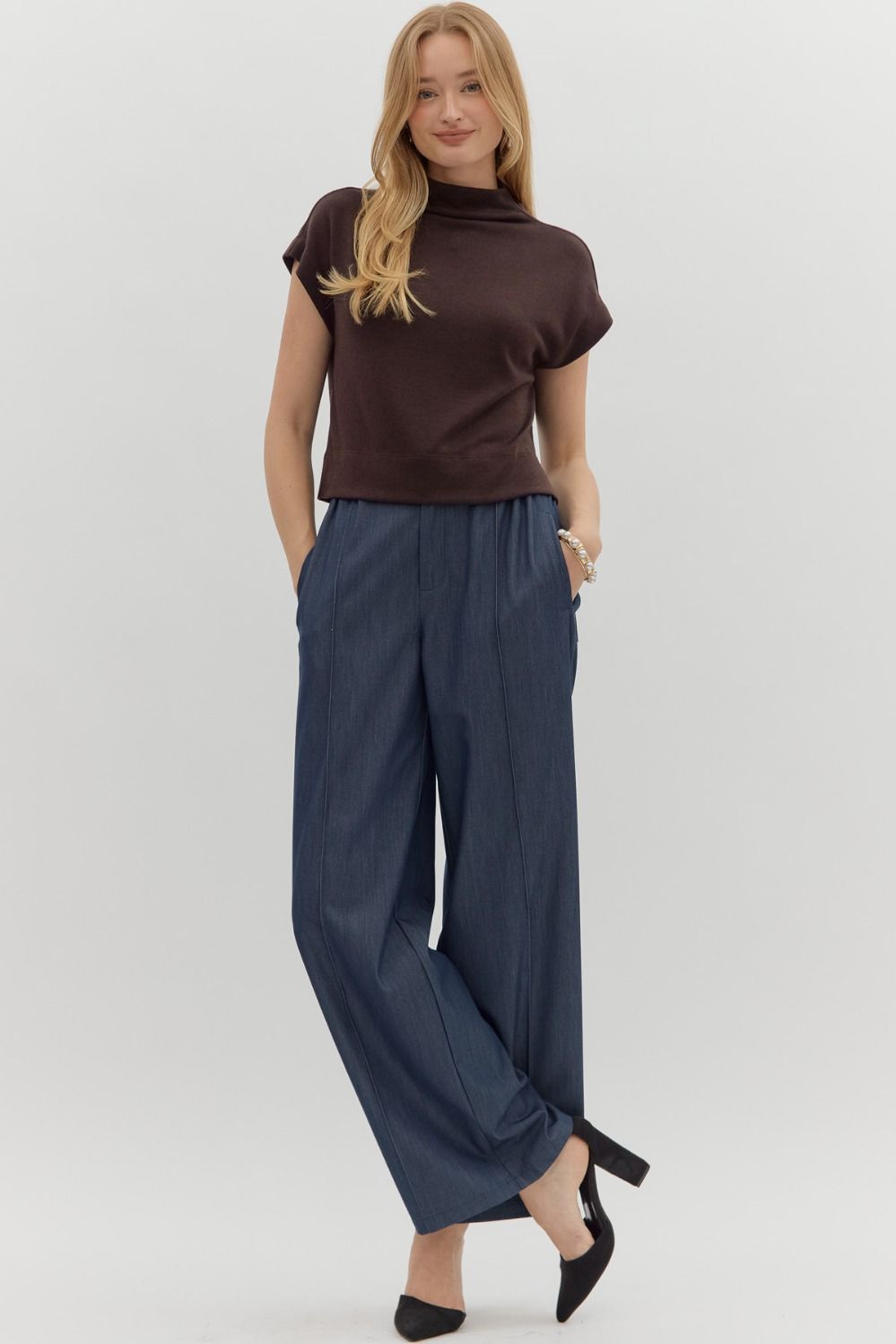 Entro Chocolate Cowl Neck Top